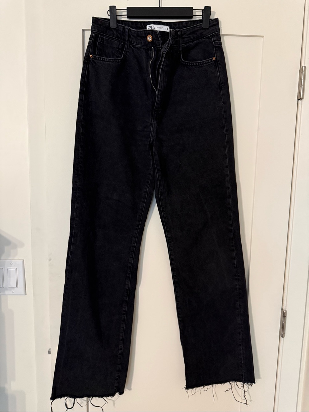 Zara black high rise wide leg jeans
